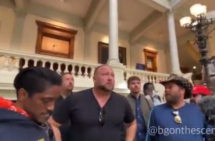 HAPPENING NOW: Alex Jones Leading Crowd of Trump Supporters
Storming Georgia State Capitol (VIDEO) 1