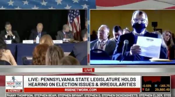 Audible Gasps and Laughter From Crowd and Panel at PA
Hearing When Witness Says Vote “Spikes” Went 600,000 For Biden and
3,200 For Trump (VIDEO) 1