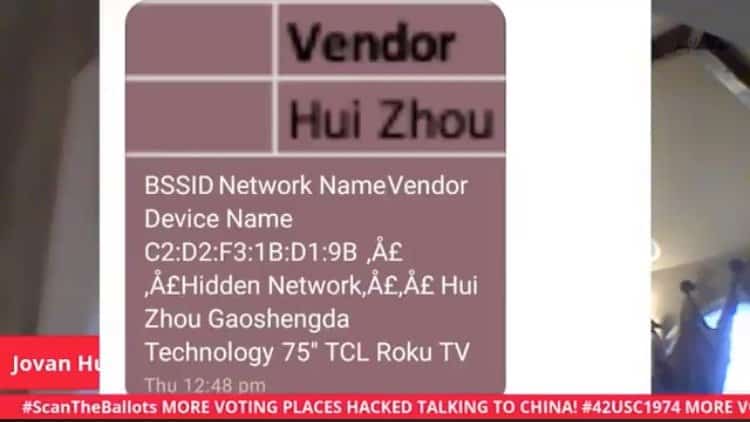 MUST WATCH VIDEO: Jovan Pulitzer Reveals Electronic Voting
Machines in Georgia Communicating with Vendor in China 1