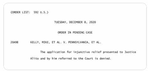 BREAKING: Supreme Court Denies Latest Election Challenge Out
of Pennsylvania 1