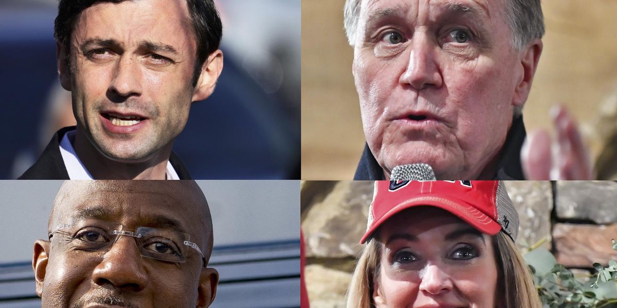 Democrat Warnock projected to win in Georgia runoff
election; Republican Perdue falls behind Ossoff with razor thin
margin 1