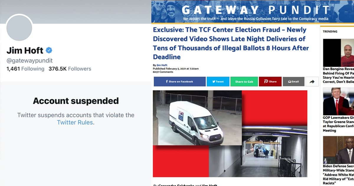 BREAKING: Gateway Pundit, Jim Hoft Suspended From Twitter
After Posting Shocking Voter Fraud Footage 1