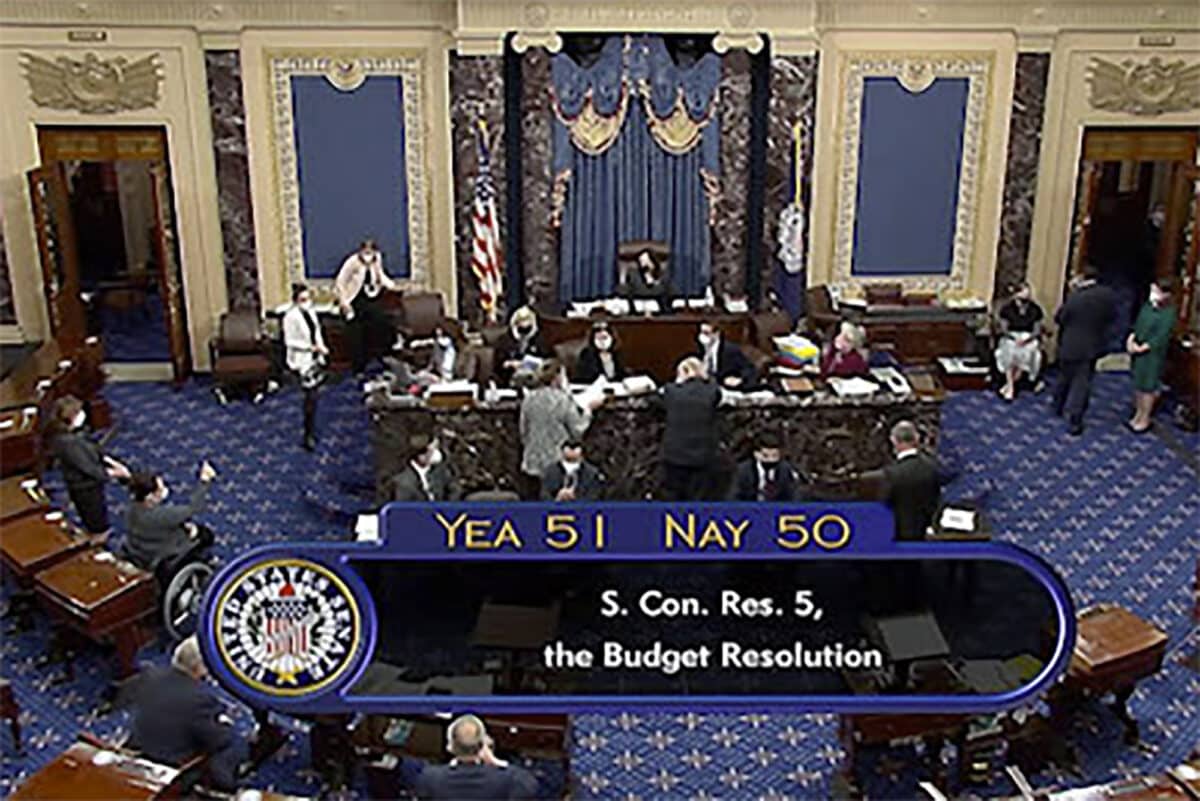 Senate Democrats Approve Budget Resolution, All Republicans
Vote No 1