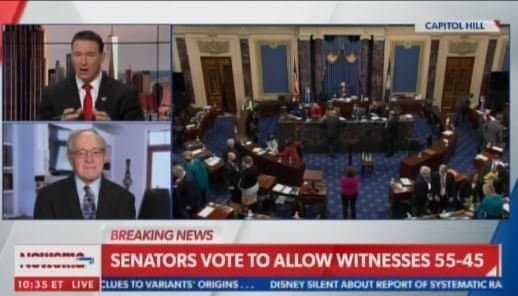 UPDATE: US Senate Votes to Allow Witnesses in Sham
Impeachment 55-45 — Five RINOs including Lindsey Graham Join
Democrats in Vote 1