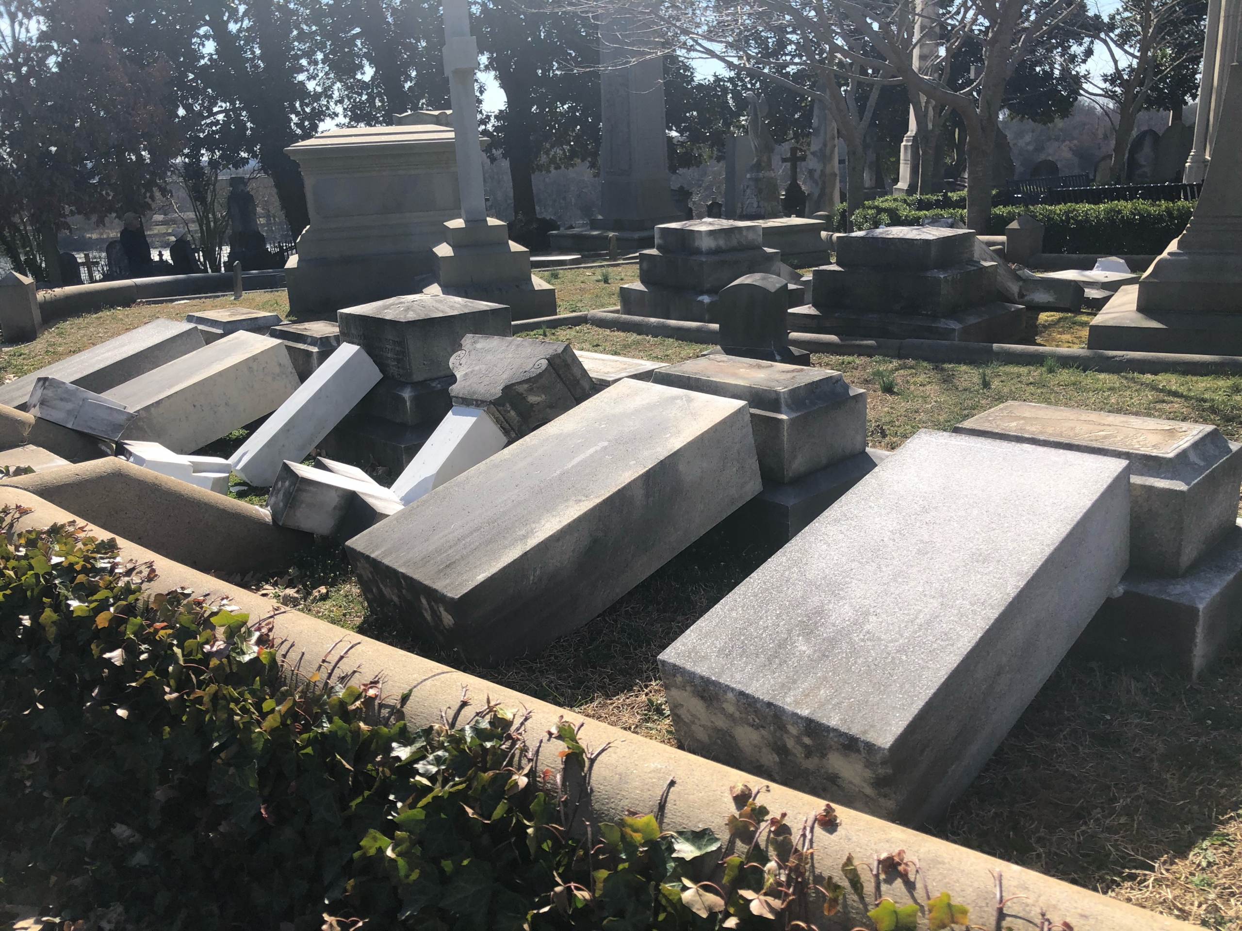 Vandals Destroy Presidents Circle Gravestones at Hollywood
Cemetery in Richmond, Virginia 1