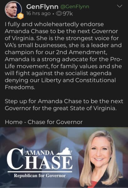 General Flynn Begins Endorsing America First Candidates,
Starts With Gun Toting Amanda Chase for Virginia Governor 1