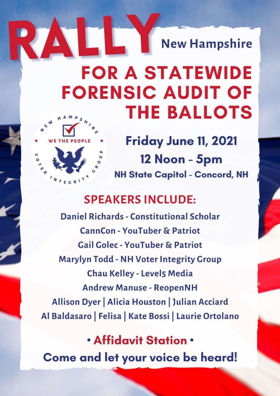 Patriots To Rally For An AUDIT At New Hampshire State
Capitol on Friday June 11 1