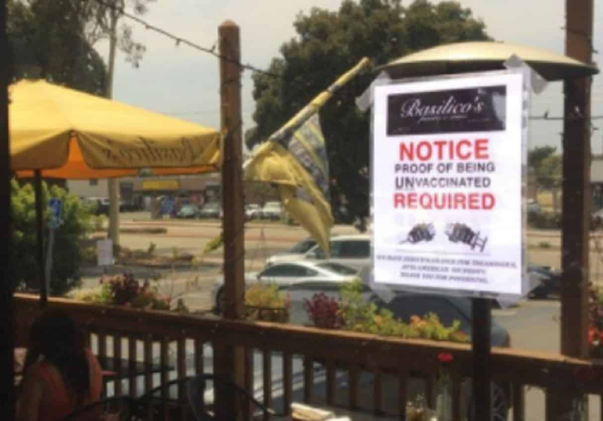 California Restaurant Protests Medical Tyranny By Asking
Diners to Prove They Are Unvaccinated 1