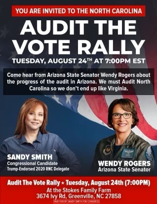 Major Audit The Vote Rally Scheduled Next Tuesday, Aug.
24th, in Greenville, North Carolina 1
