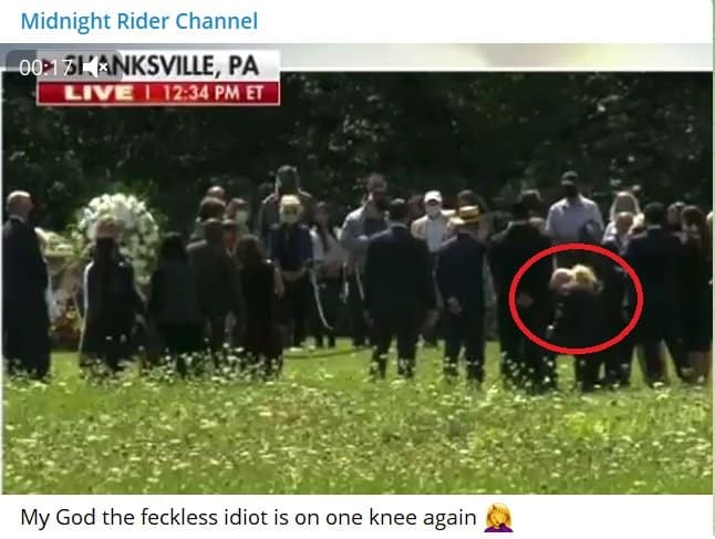 After Walking Like a Robot in Pennsylvania Field, Biden Gets
On One Knee Like an Idiot 1