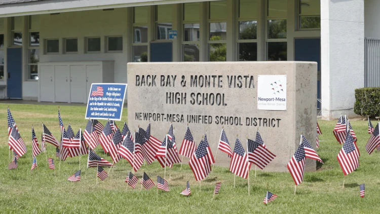 Parents Plaster California Public School With American Flags
After Teacher Caught Instructing Students to Pledge Allegiance to
LGBT Pride Flag 1