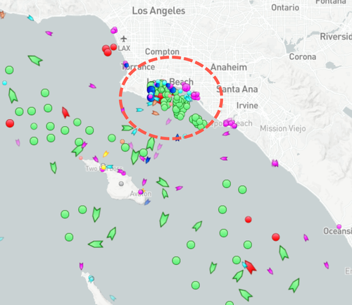 A Record 111 Container Ships Anchored Off Southern
California As Congestion Crisis Worsens  1