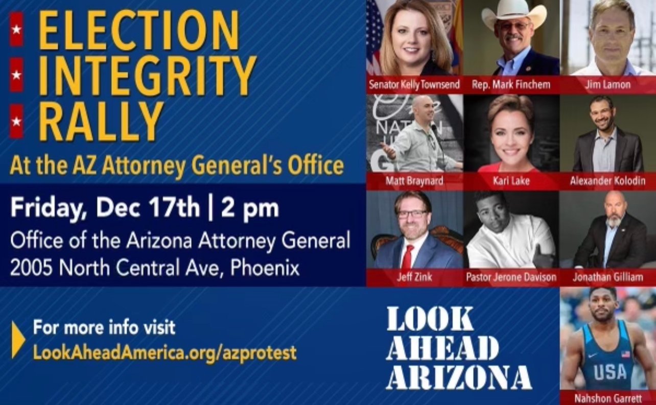 ARIZONA: ELECTION INTEGRITY RALLY – December 17th at Arizona
Attorney General’s Office 1