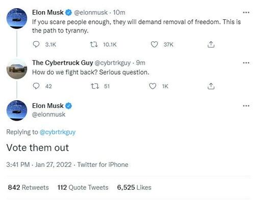 Elon Musk Tells 71 Million To 'Vote Them Out', Stands With
Canadian 'Freedom Convoy' Truckers 1