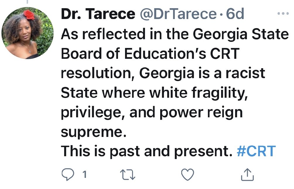 ‘TikTokTarece’: Georgia Senator Calls to Investigate School
Board Chair with ‘Egregious’ Social Media Posts About White
People 1